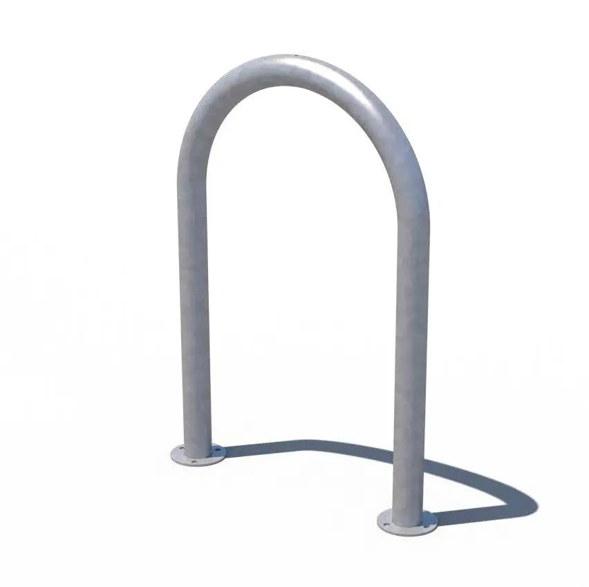 Épingle de stationnement vélo Ø 48,3 galvanisée, fixation par platines chevillées