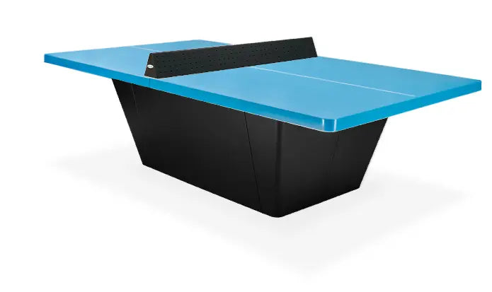 Table Square Balia bleu lagon sur piétement caisson noir