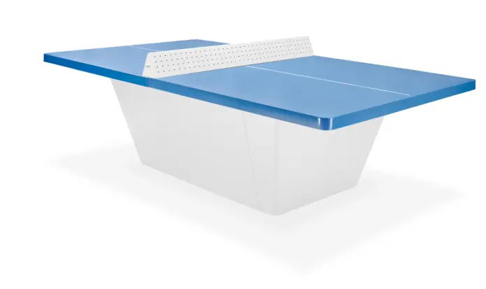 Square Balia plateau bleu outremer sur piétement caisson blanc