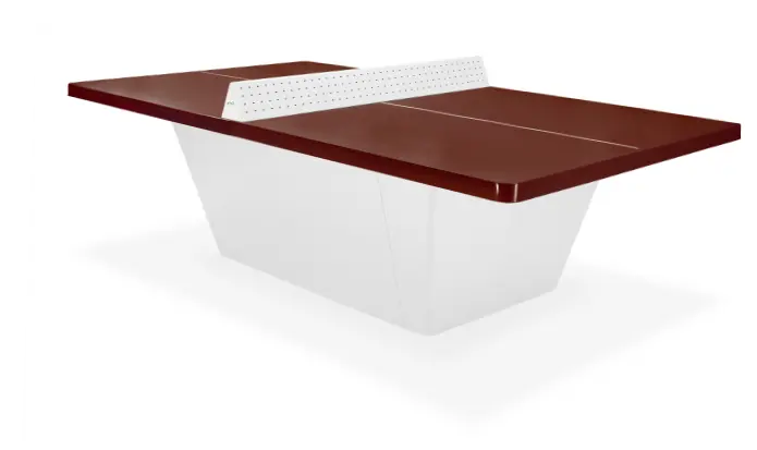 Table Square Balia coloris rouge terre battue avec piétement blanc
