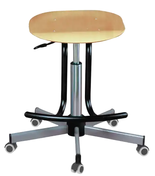 Tabouret réglable à repose-pieds sur roulettes, piètement tube 40 x 20 mm