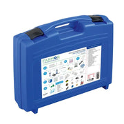Mallette de secours PPMS avec talkie-walkie Farmor en polypropylène bleu, poignée et support mural pour écoles