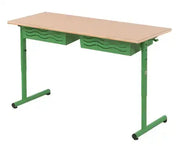 Table scolaire réglable VELA 2 places 130 x 50 cm avec casiers – SDM Mobilier