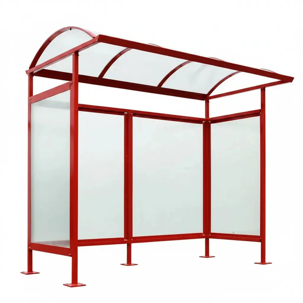 Abri bus en acier sur platine Andria, abri rouge