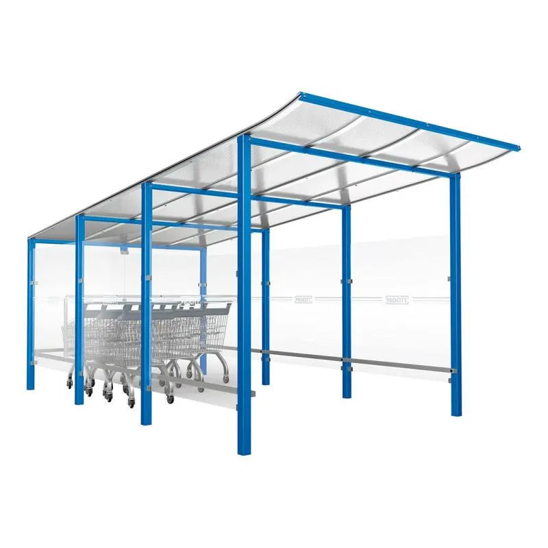 Abri chariots Modulo scellement direct, abri bleu