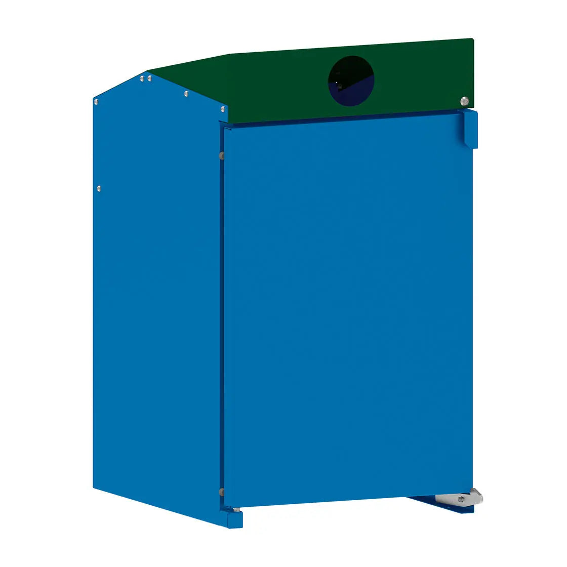 Abri conteneurs Berlin à chargement frontal, Bleu 5010, 1 module, fente verre