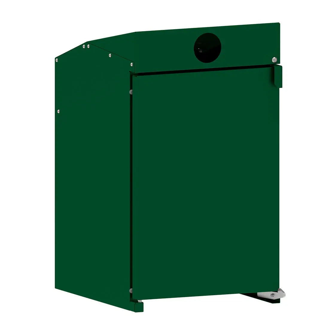 Abri conteneurs Berlin à chargement frontal : déclinaison Vert RAL 6005, 1 module, fente verre