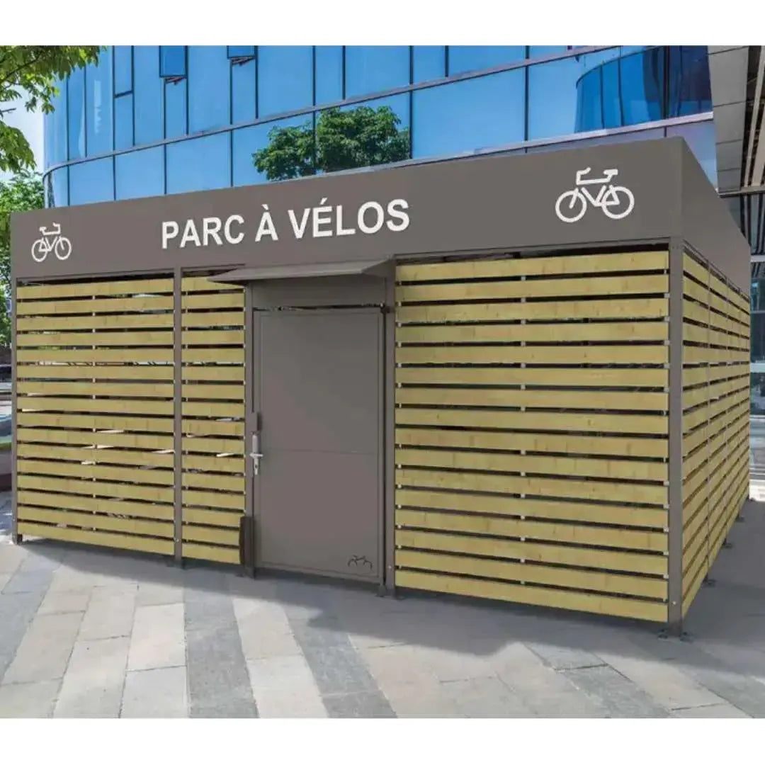 Abri vélos sécurisé Horizon avec bardages en bois - France Collectivités