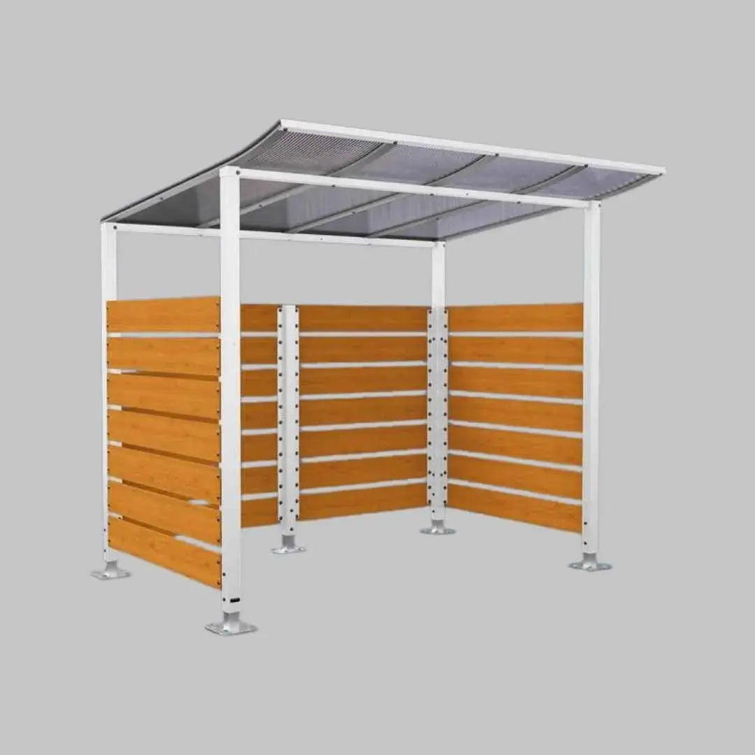 Abri vélos Modulo avec bardages en stratifié compact tout-en-un initial (bardages de fond et latéraux) Procity