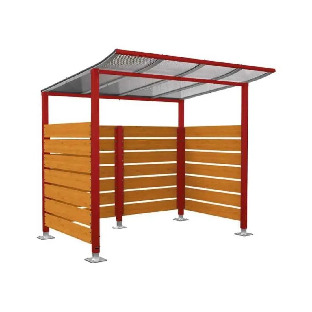 Abri vélos Modulo avec bardages en stratifié compact tout-en-un initial (bardages de fond et latéraux) Procity