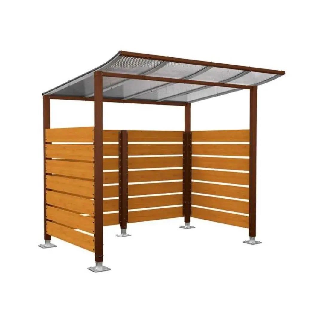 Abri vélos Modulo avec bardages en stratifié compact tout-en-un initial (bardages de fond et latéraux) Procity