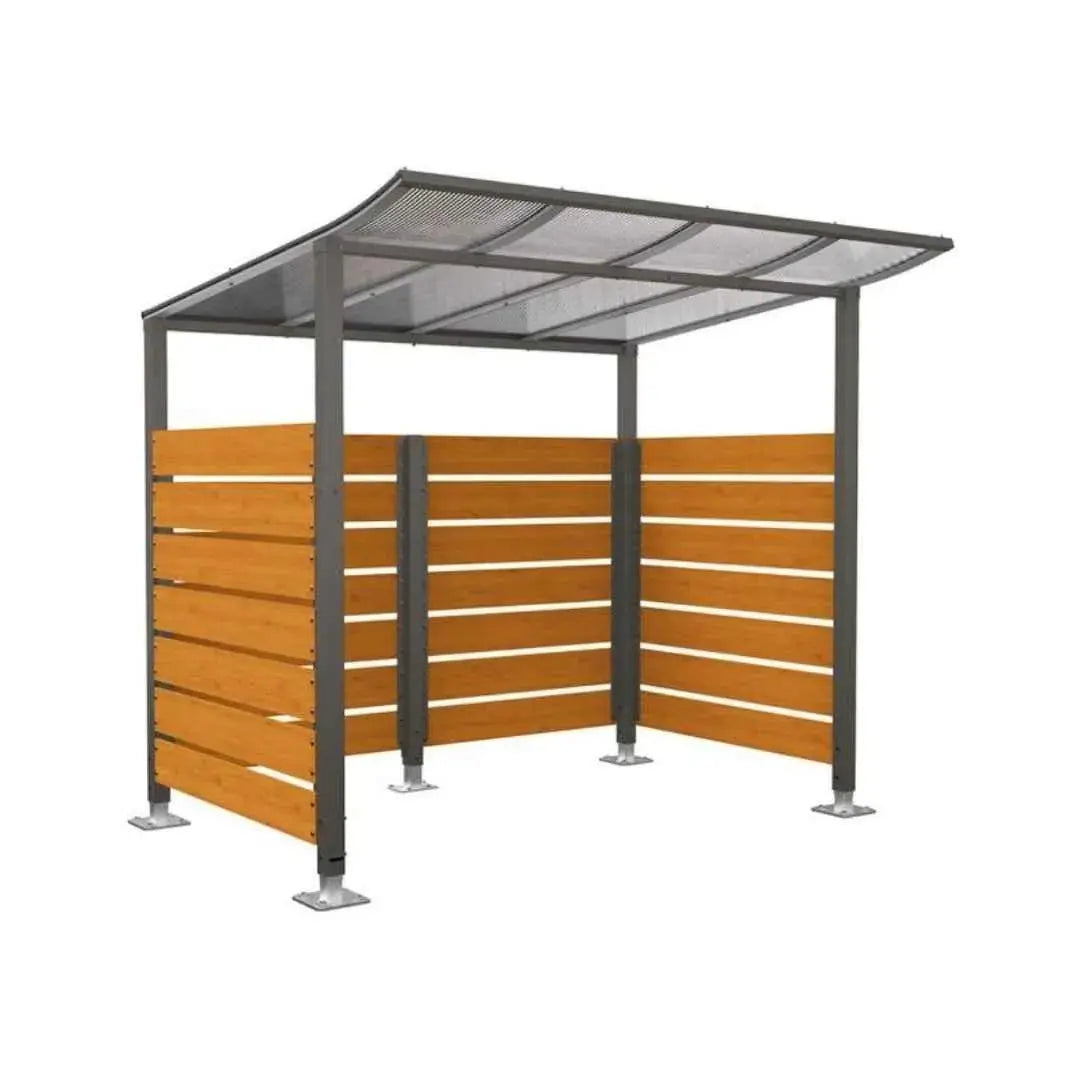 Abri vélos Modulo avec bardages en stratifié compact tout-en-un initial (bardages de fond et latéraux) Procity