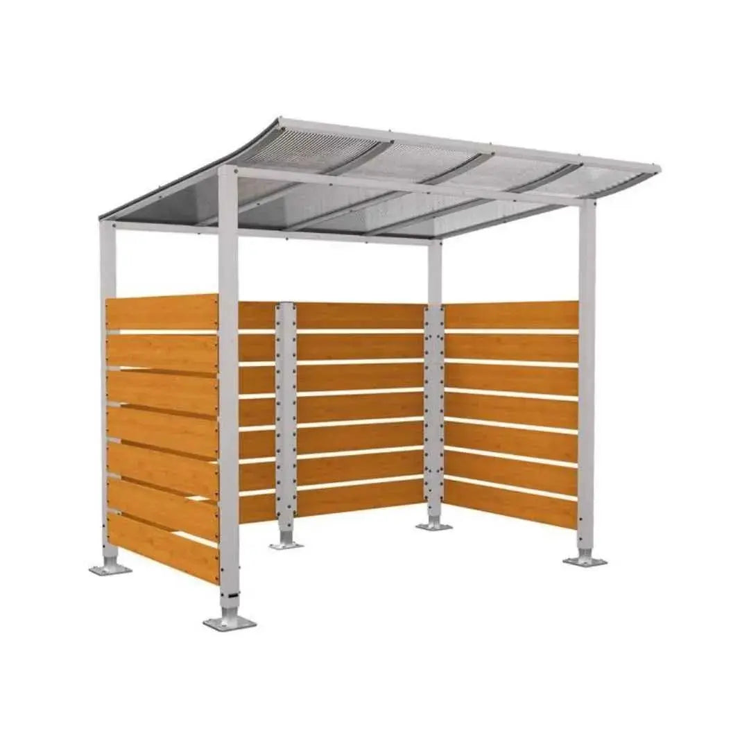 Abri vélos Modulo avec bardages en stratifié compact tout-en-un initial (bardages de fond et latéraux) Procity
