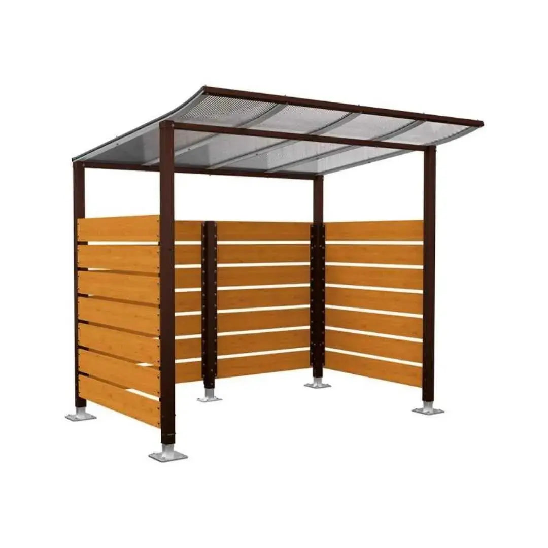 Abri vélos Modulo avec bardages en stratifié compact tout-en-un initial (bardages de fond et latéraux) Procity