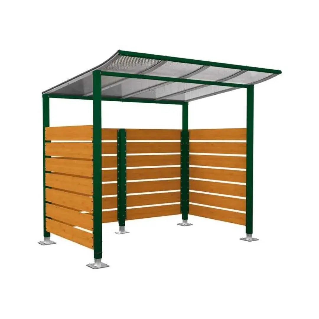 Abri vélos Modulo avec bardages en stratifié compact tout-en-un initial (bardages de fond et latéraux) Procity