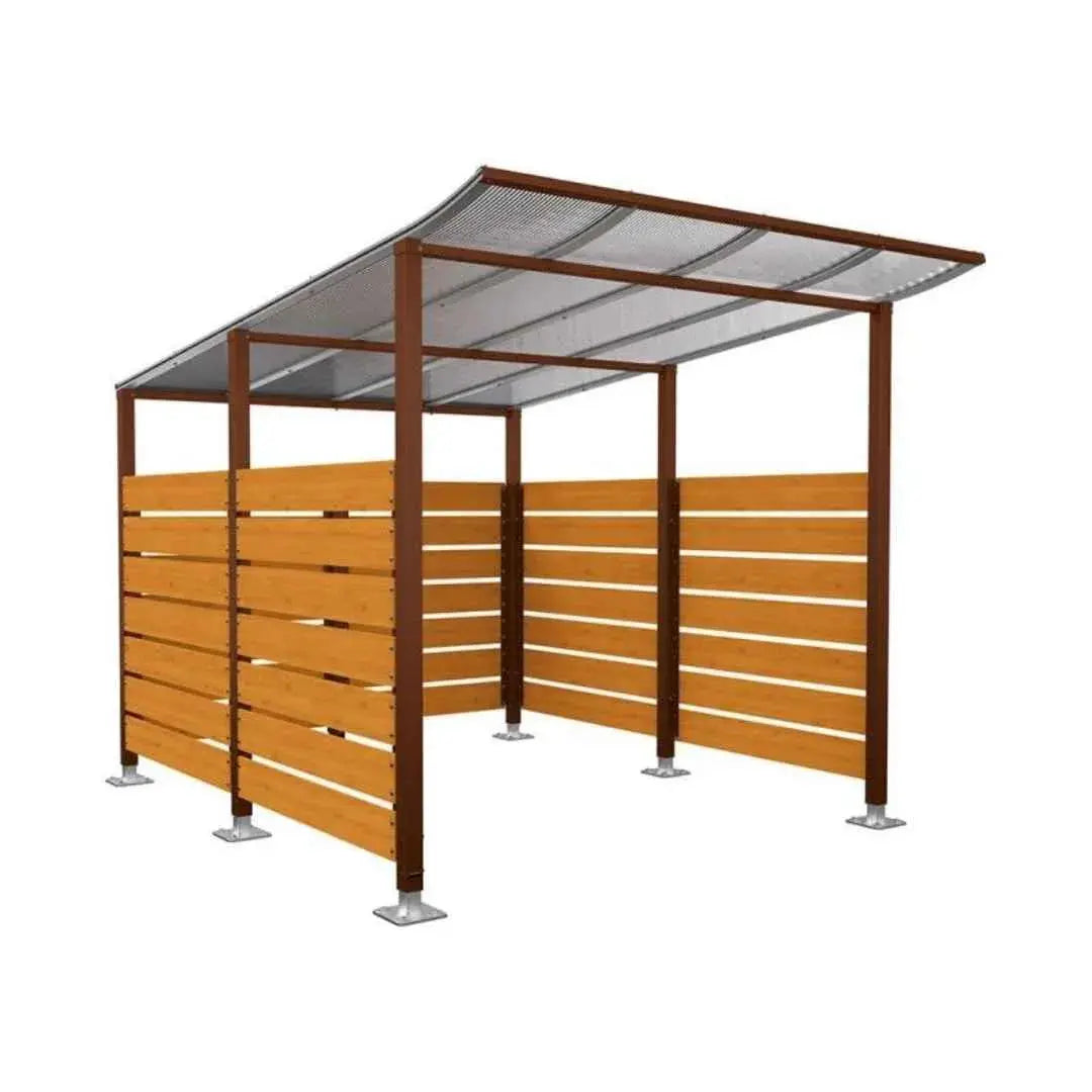 Abri vélos Modulo avec bardages en stratifié compact tout-en-un initial (bardages de fond et latéraux) Procity