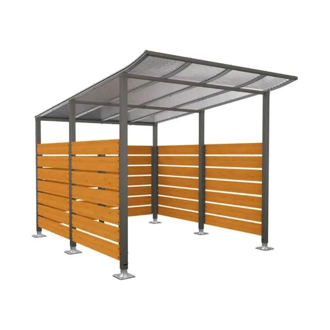 Abri vélos Modulo avec bardages en stratifié compact tout-en-un initial (bardages de fond et latéraux) Procity