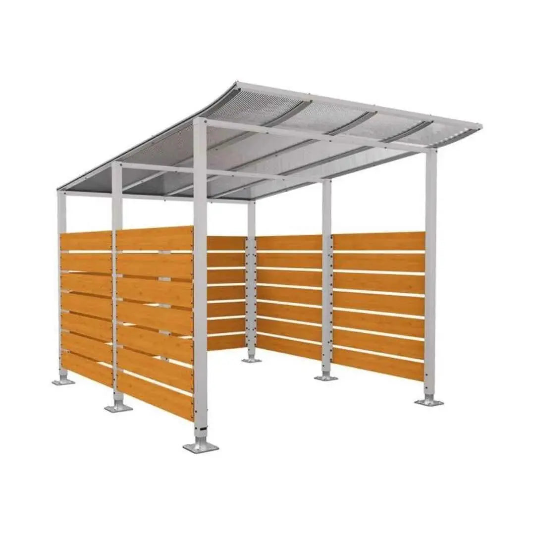 Abri vélos Modulo avec bardages en stratifié compact tout-en-un initial (bardages de fond et latéraux) Procity
