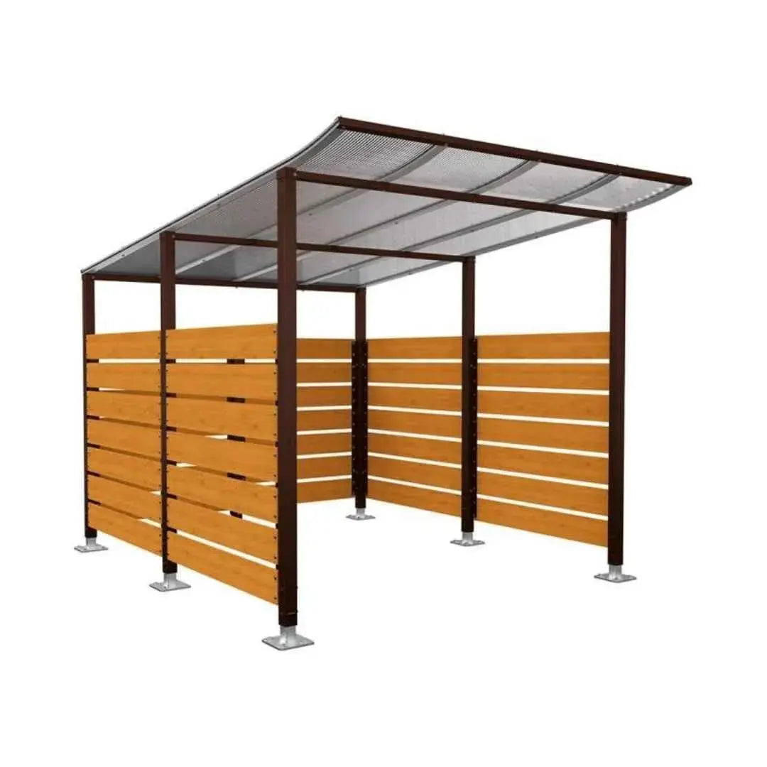 Abri vélos Modulo avec bardages en stratifié compact tout-en-un initial (bardages de fond et latéraux) Procity