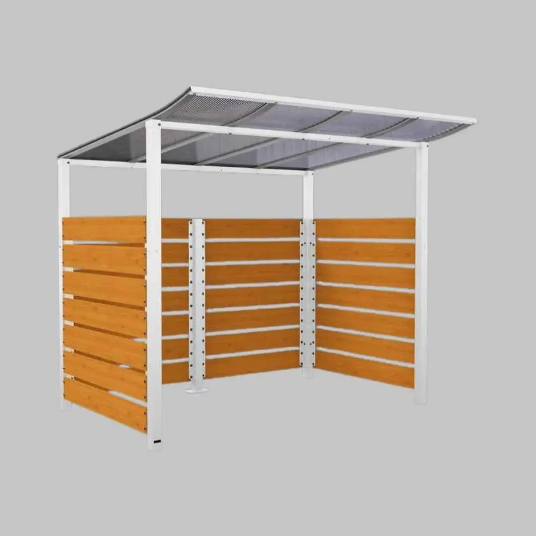 Abri vélos Modulo avec bardages en stratifié compact tout-en-un initial (bardages de fond et latéraux) Procity