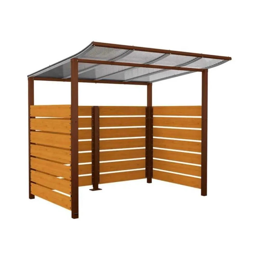 Abri vélos Modulo avec bardages en stratifié compact tout-en-un initial (bardages de fond et latéraux) Procity
