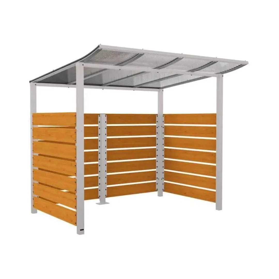 Abri vélos Modulo avec bardages en stratifié compact tout-en-un initial (bardages de fond et latéraux) Procity
