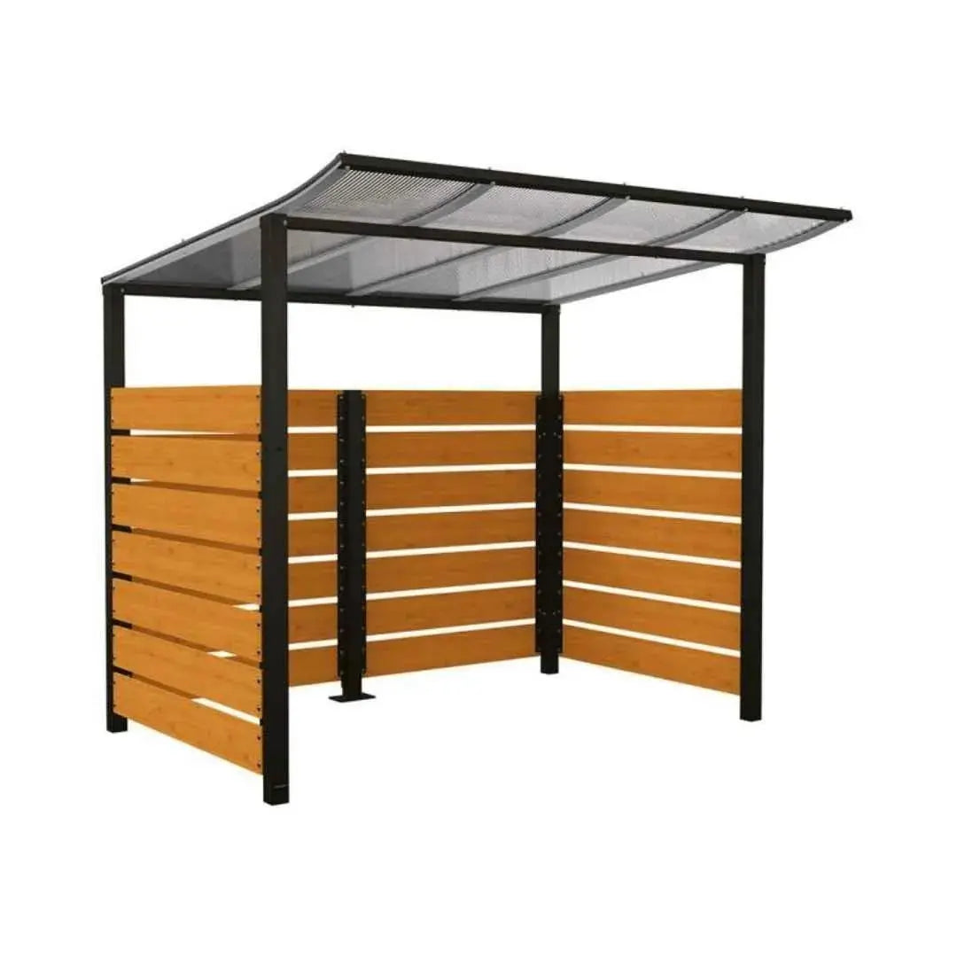 Abri vélos Modulo avec bardages en stratifié compact tout-en-un initial (bardages de fond et latéraux) Procity