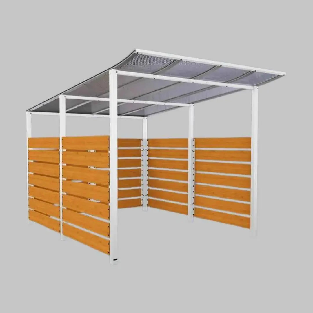 Abri vélos Modulo avec bardages en stratifié compact tout-en-un initial (bardages de fond et latéraux) Procity
