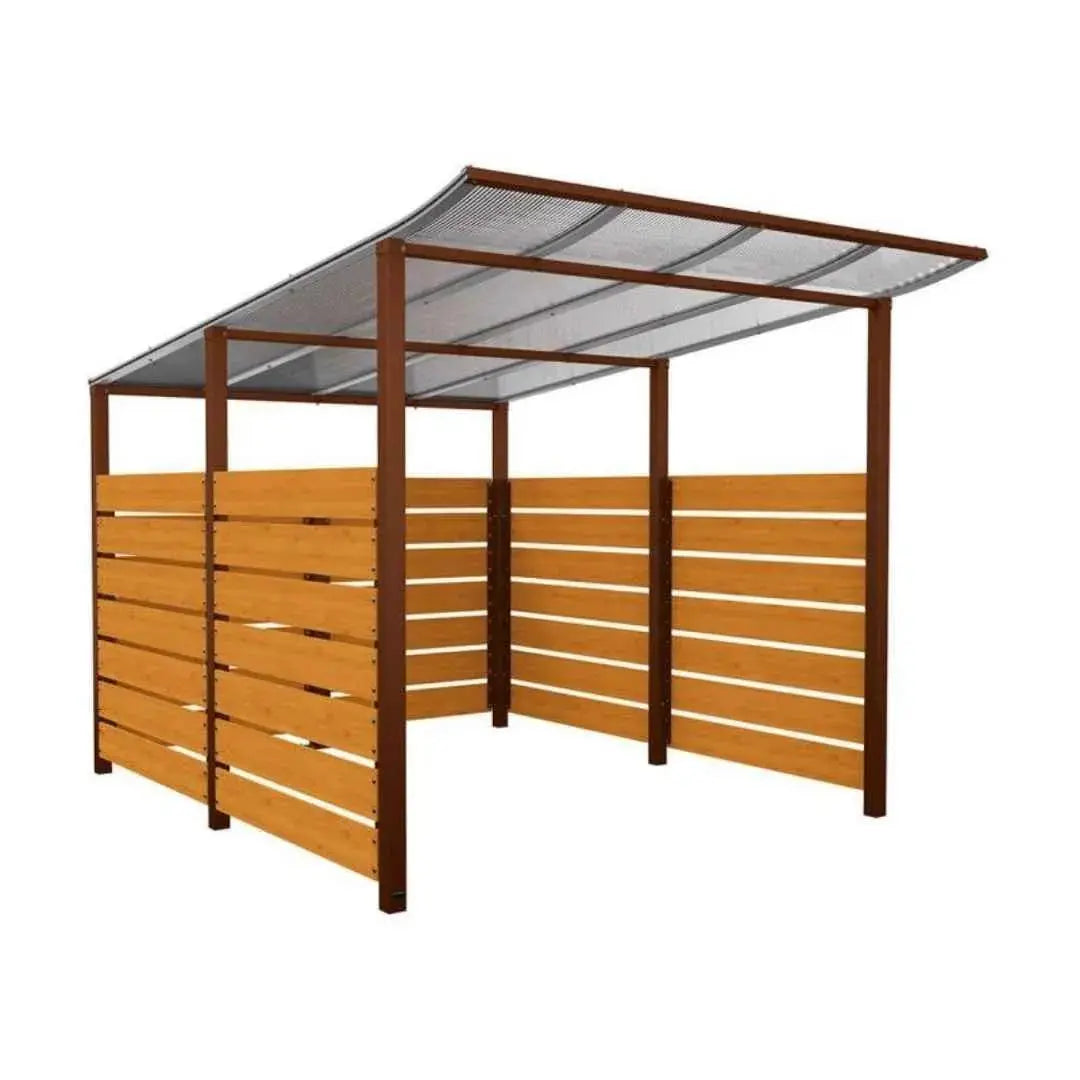Abri vélos Modulo avec bardages en stratifié compact tout-en-un initial (bardages de fond et latéraux) Procity