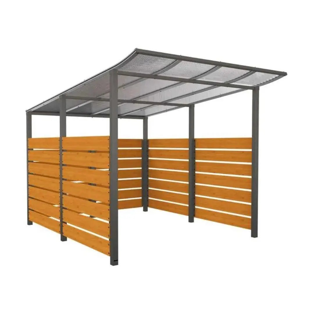 Abri vélos Modulo avec bardages en stratifié compact tout-en-un initial (bardages de fond et latéraux) Procity