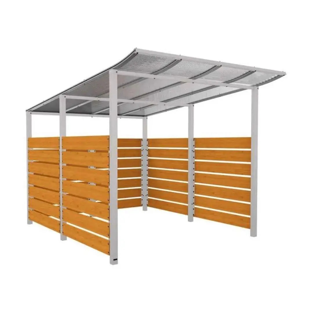 Abri vélos Modulo avec bardages en stratifié compact tout-en-un initial (bardages de fond et latéraux) Procity