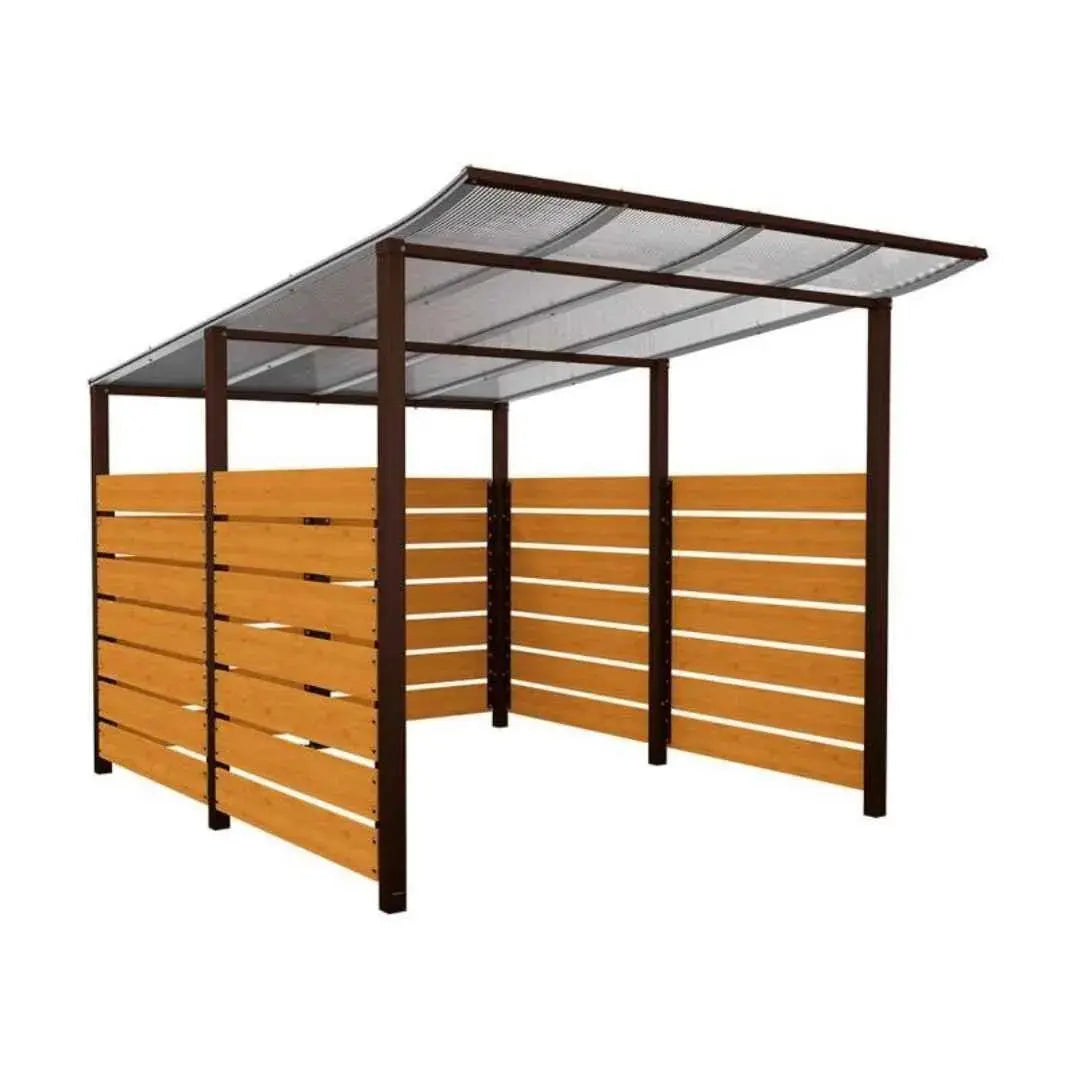 Abri vélos Modulo avec bardages en stratifié compact tout-en-un initial (bardages de fond et latéraux) Procity