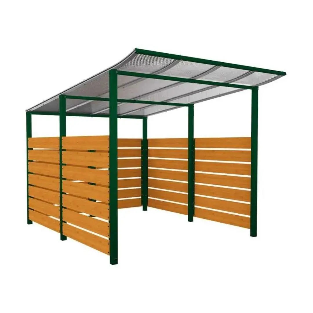 Abri vélos Modulo avec bardages en stratifié compact tout-en-un initial (bardages de fond et latéraux) Procity