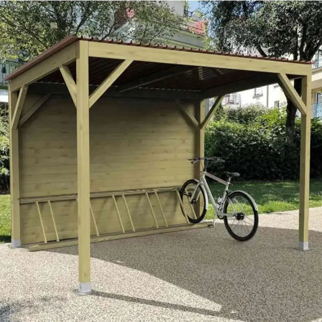 Abri vélos Turin en bois brut - France Collectivités