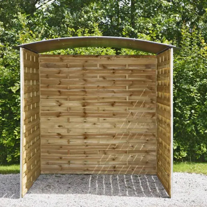 Abri vélos en kit avec panneau bois tressé Mottez