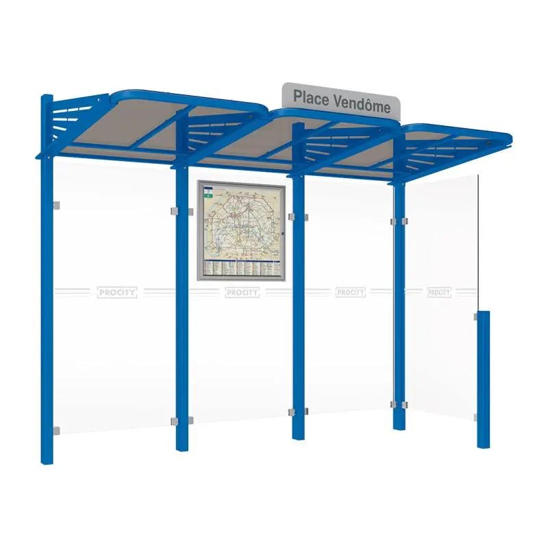 Abribus Conviviale® avec bardages verre Procity