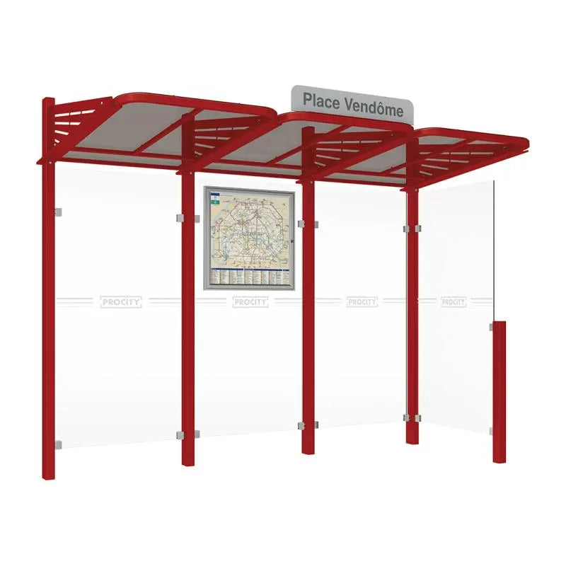 Abribus Conviviale® avec bardages verre Procity