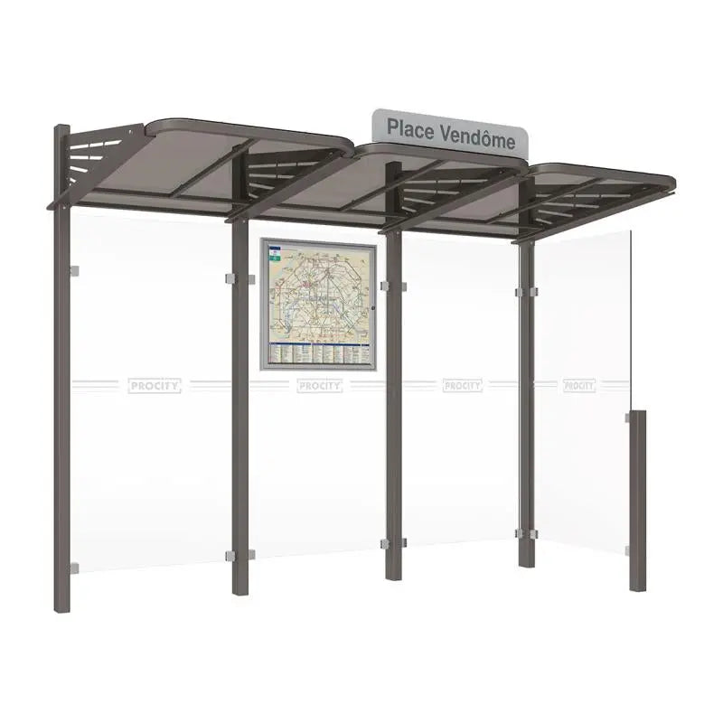Abribus Conviviale® avec bardages verre Procity