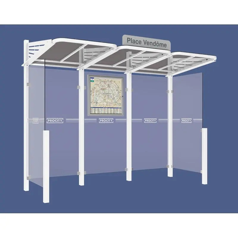 Abribus Conviviale® avec bardages verre Procity