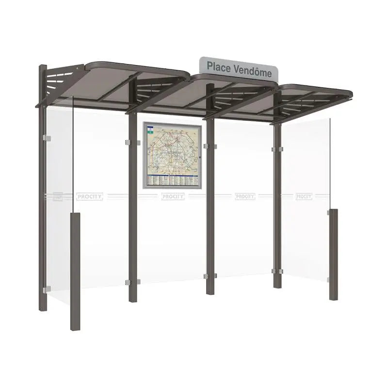 Abribus Conviviale® avec bardages verre Procity