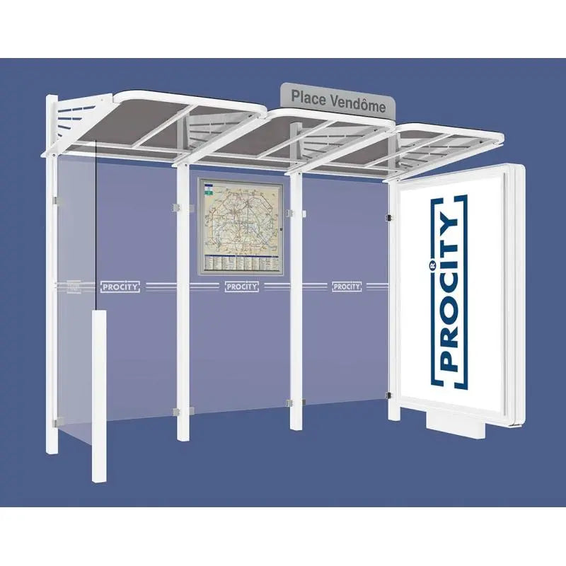 Abribus Conviviale® avec bardages verre Procity