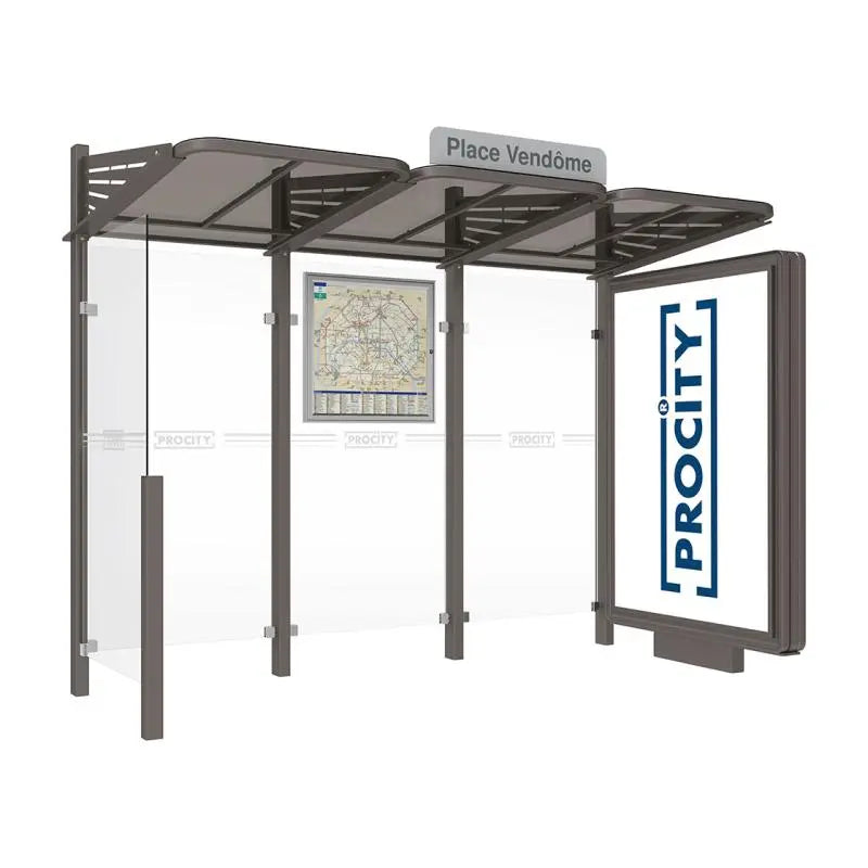 Abribus Conviviale® avec bardages verre Procity