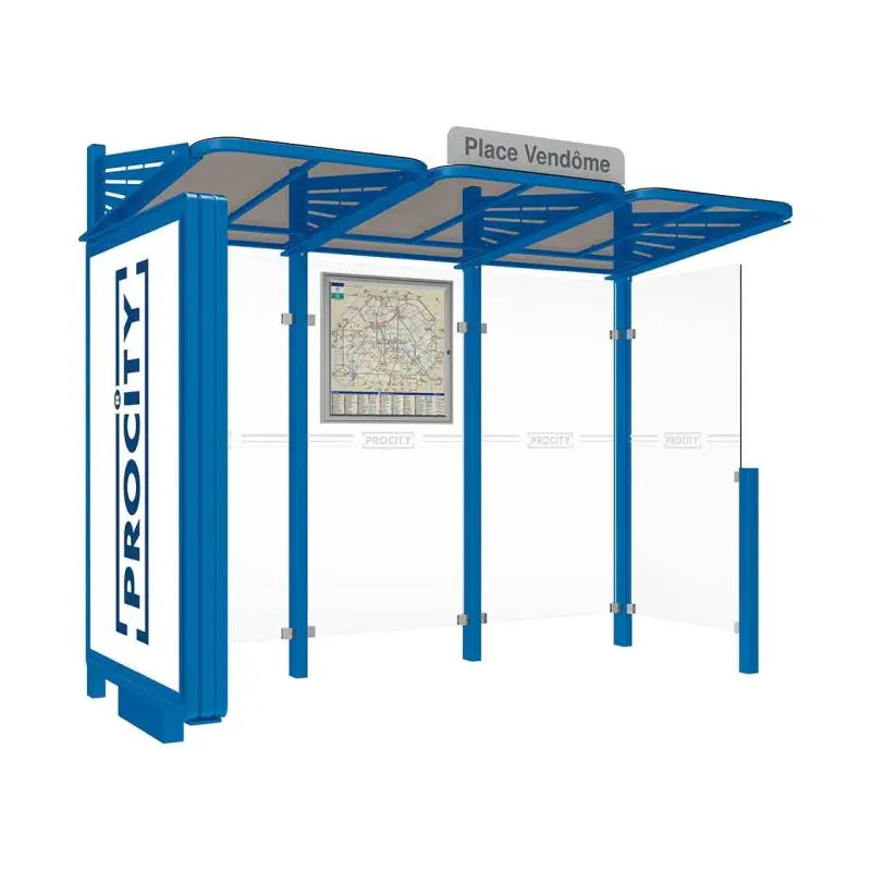 Abribus Conviviale® avec bardages verre Procity