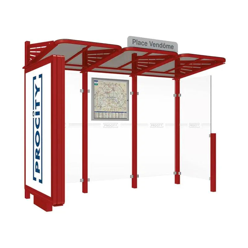 Abribus Conviviale® avec bardages verre Procity