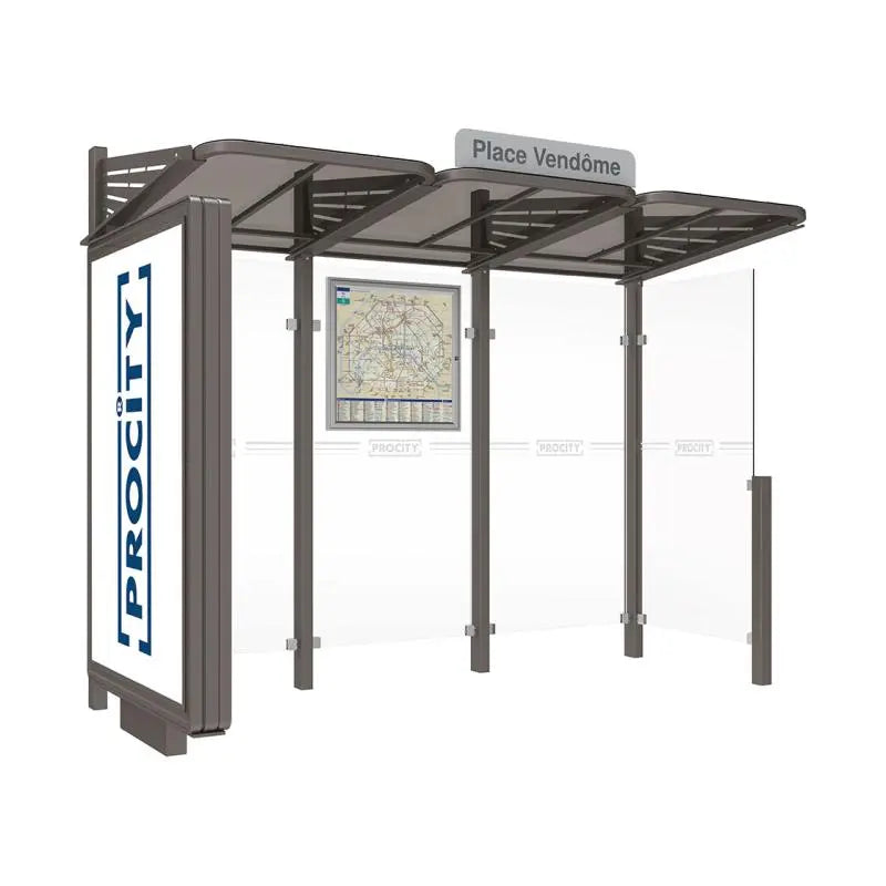 Abribus Conviviale® avec bardages verre Procity