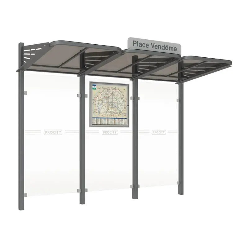 Abribus Conviviale® avec bardages verre Procity