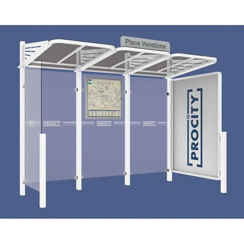 Abribus Conviviale® avec bardages verre Procity