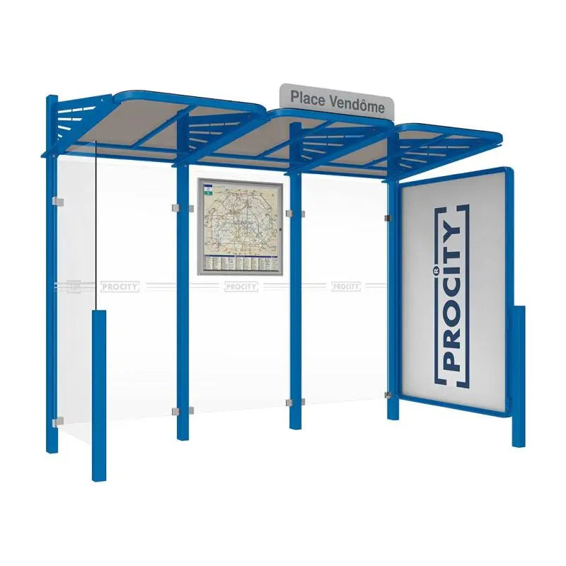 Abribus Conviviale® avec bardages verre Procity