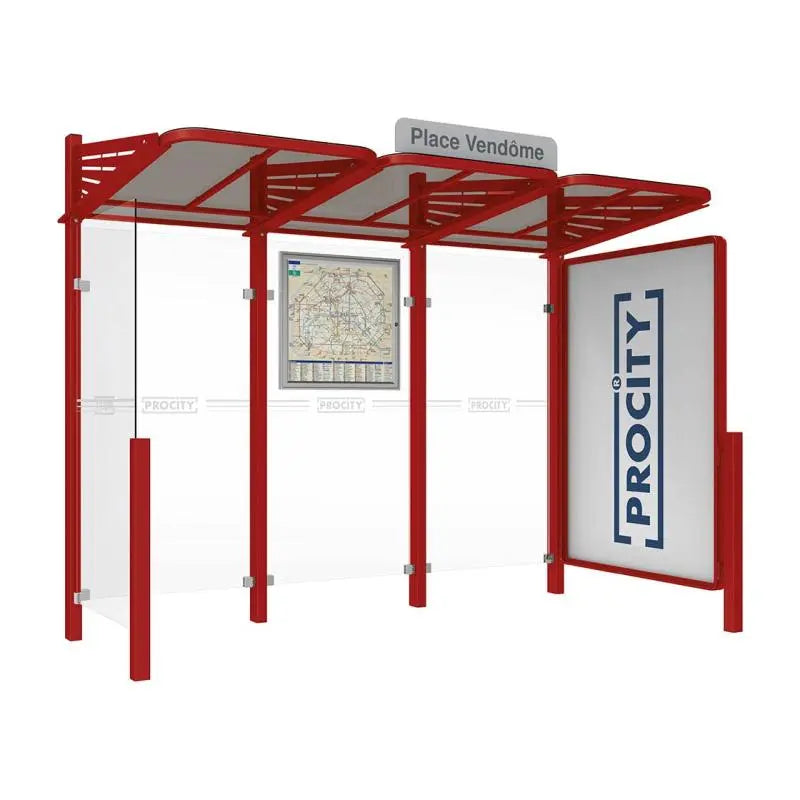 Abribus Conviviale® avec bardages verre Procity