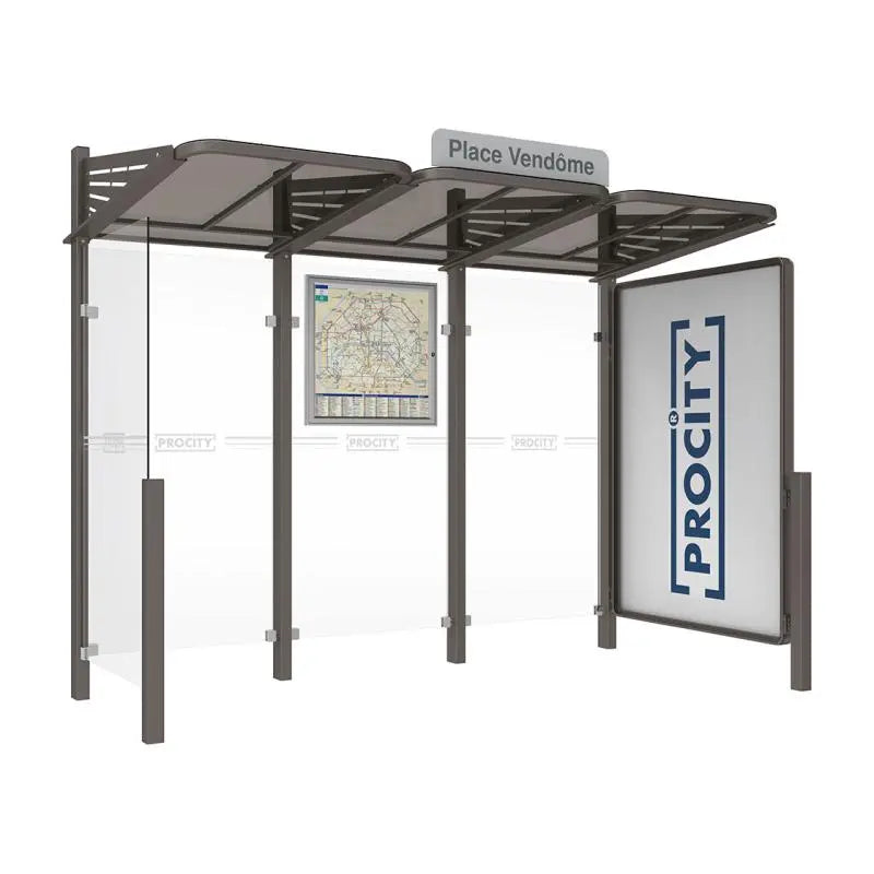 Abribus Conviviale® avec bardages verre Procity